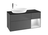 Villeroy und Boch Finion Waschtischunterschrank F932MTGK 120cm, Abdeckplatte black matt, Regale White matt lacquer, Anthracite matt