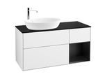 Villeroy und Boch Finion Waschtischunterschrank F932PDGF 120cm, Abdeckplatte black matt, Regale Black matt lacquer, Glossy white lacquer