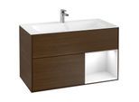 Villeroy und Boch Finion Waschtischunterschrank F040GFGN 99,6x59,1x49,8cm, Regal rechts Glossy white lacquer, Walnut veneer