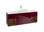 Villeroy und Boch Finion Waschtischunterschrank G861GNHB 160cm, Abdeckplatte white matt, Emotion, Regale Walnut Veneer, Peony Matt