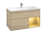 Villeroy und Boch Finion Waschtischunterschrank F040HFPC 99,6x59,1x49,8cm, Regal rechts Gold matt, Oak Veneer