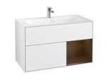 Villeroy und Boch Finion Waschtischunterschrank F040GNGF 99,6x59,1x49,8cm, Regal rechts Walnut veneer, Glossy white lacquer