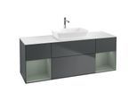 Villeroy und Boch Finion Waschtischunterschrank G861GMHG 160cm, Abdeckplatte white matt, Emotion, Regale Olive matt lacquer, Midnight Blue Matt Lacquer