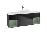 Villeroy und Boch Finion Waschtischunterschrank G861GMPD 160cm, Abdeckplatte white matt, Emotion, Regale Olive matt lacquer, Black matt lacquer