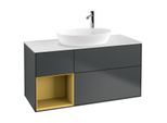 Villeroy und Boch Finion Waschtischunterschrank F941HFHG 120cm, Abdeckplatte white matt, Regale Gold matt lacquer, Midnight Blue Matt Lacquer