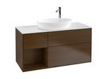 Villeroy und Boch Finion Waschtischunterschrank F941GNGN 120cm, Abdeckplatte white matt, Regale Walnut Veneer, Walnut veneer