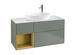 Villeroy und Boch Finion Waschtischunterschrank F941HFGM 120cm, Abdeckplatte white matt, Regale Gold matt lacquer, Olive Matt Lacquer