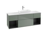 Villeroy und Boch Finion Waschtischunterschrank G861PDGM 160cm, Abdeckplatte white matt, Emotion, Regale Black matt lacquer, Olive Matt Lacquer
