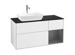 Villeroy und Boch Finion Waschtischunterschrank G812GKGF 120cm, Abdeckplatte black matt, Emotion, Regale Anthracite matt lacquer, Glossy white lacquer