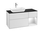 Villeroy und Boch Finion Waschtischunterschrank G812MTMT 120cm, Abdeckplatte black matt, Emotion, Regale White matt lacquer, White matt lacquer
