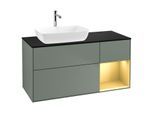 Villeroy und Boch Finion Waschtischunterschrank G812HFGM 120cm, Abdeckplatte black matt, Emotion, Regale Gold matt lacquer, Olive Matt Lacquer