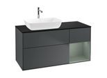 Villeroy und Boch Finion Waschtischunterschrank G812GMHG 120cm, Abdeckplatte black matt, Emotion, Regale Olive matt lacquer, Midnight Blue Matt Lacquer