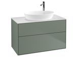 Villeroy und Boch Finion Waschtischunterschrank F88100GM 100x60,3cm, Abdeckplatte white matt, Olive Matt Lacquer
