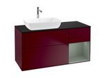 Villeroy und Boch Finion Waschtischunterschrank F812GMHB 120cm, Abdeckplatte black matt, Regale Olive matt lacquer, Peony Matt