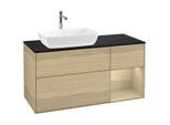 Villeroy und Boch Finion Waschtischunterschrank F812PCPC 120cm, Abdeckplatte black matt, Regale Oak Veneer, Oak Veneer