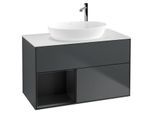 Villeroy und Boch Finion Waschtischunterschrank F891PDHG 100cm, Abdeckplatte white matt, Regale Black matt lacquer, Midnight Blue Matt Lacquer