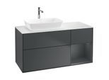Villeroy und Boch Finion Waschtischunterschrank F811HGHG 120cm, Abdeckplatte white matt, Regale Midnight matt lacquer, Midnight Blue Matt Lacquer