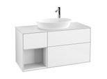 Villeroy und Boch Finion Waschtischunterschrank G941GFGF 120cm, Abdeckplatte white matt, Emotion, Regale Glossy white lacquer, Glossy white lacquer
