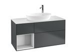 Villeroy und Boch Finion Waschtischunterschrank G941GFHG 120cm, Abdeckplatte white matt, Emotion, Regale Glossy white lacquer, Midnight Blue Matt Lacquer