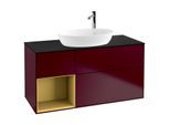 Villeroy und Boch Finion Waschtischunterschrank G942HFHB 120cm, Abdeckplatte black matt, Emotion, Regale Gold matt lacquer, Peony Matt