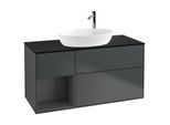 Villeroy und Boch Finion Waschtischunterschrank G942GKHG 120cm, Abdeckplatte black matt, Emotion, Regale Anthracite matt lacquer, Midnight Blue Matt Lacquer