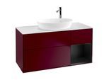 Villeroy und Boch Finion Waschtischunterschrank G951PDHB 120cm, Abdeckplatte white matt, Emotion, Regale Black matt lacquer, Peony Matt