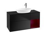 Villeroy und Boch Finion Waschtischunterschrank F952HBPD 120cm, Abdeckplatte black matt, Regale Peony matt lacquer, Black matt lacquer