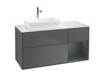 Villeroy und Boch Finion Waschtischunterschrank G811HGGK 120cm, Abdeckplatte white matt, Emotion, Regale Midnight matt lacquer, Anthracite matt