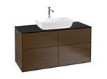 Villeroy und Boch Finion Waschtischunterschrank F79200GN 120x60,3cm, Abdeckplatte black matt, Walnut veneer