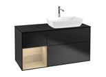 Villeroy und Boch Finion Waschtischunterschrank F802PCPD 120cm, Abdeckplatte black matt, Regale Oak Veneer, Black matt lacquer