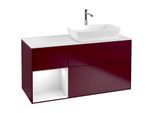 Villeroy und Boch Finion Waschtischunterschrank F801GFHB 120cm, Abdeckplatte white matt, Regale Glossy white lacquer, Peony Matt