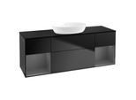 Villeroy und Boch Finion Waschtischunterschrank FD02GKPD 120cm, Abdeckplatte black matt, Regale Anthracite matt lacquer, Black matt lacquer