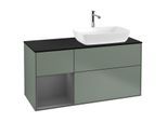Villeroy und Boch Finion Waschtischunterschrank G802GKGM 120cm, Abdeckplatte black matt, Emotion, Regale Anthracite matt lacquer, Olive Matt Lacquer