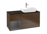 Villeroy und Boch Finion Waschtischunterschrank G802GKGN 120cm, Abdeckplatte black matt, Emotion, Regale Anthracite matt lacquer, Walnut veneer