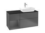 Villeroy und Boch Finion Waschtischunterschrank G802GKGK 120cm, Abdeckplatte black matt, Emotion, Regale Anthracite matt lacquer, Anthracite matt
