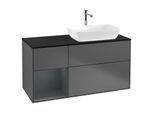 Villeroy und Boch Finion Waschtischunterschrank G802HGGK 120cm, Abdeckplatte black matt, Emotion, Regale Midnight matt lacquer, Anthracite matt