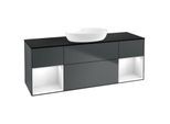 Villeroy und Boch Finion Waschtischunterschrank GD02GFHG 120cm, Abdeckplatte black matt, Emotion, Regale Glossy white lacquer, Midnight Blue Matt Lacquer