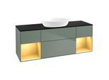 Villeroy und Boch Finion Waschtischunterschrank GD02HFGM 120cm, Abdeckplatte black matt, Emotion, Regale Gold matt lacquer, Olive Matt Lacquer