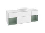 Villeroy und Boch Finion Waschtischunterschrank GD01GMGF 120cm, Abdeckplatte white matt, Emotion, Regale Olive matt lacquer, Glossy white lacquer