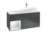 Villeroy und Boch Finion Waschtischunterschrank G801MTHG 120cm, Abdeckplatte white matt, Emotion, Regale White matt lacquer, Midnight Blue Matt Lacquer
