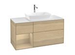Villeroy und Boch Finion Waschtischunterschrank F821PCPC 120cm, Abdeckplatte white matt, Regale Oak Veneer, Oak Veneer