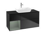 Villeroy und Boch Finion Waschtischunterschrank F822GMPD 120cm, Abdeckplatte black matt, Regale Olive matt lacquer, Black matt lacquer