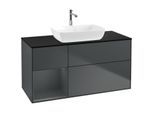 Villeroy und Boch Finion Waschtischunterschrank F822HGHG 120cm, Abdeckplatte black matt, Regale Midnight matt lacquer, Midnight Blue Matt Lacquer