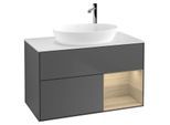 Villeroy und Boch Finion Waschtischunterschrank G901PCGK 100cm, Abdeckplatte white matt, Emotion, Regale Oak Veneer, Anthracite matt