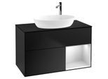 Villeroy und Boch Finion Waschtischunterschrank F902MTPD 100cm, Abdeckplatte black matt, Regale White matt lacquer, Black matt lacquer