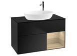 Villeroy und Boch Finion Waschtischunterschrank F902PCPD 100cm, Abdeckplatte black matt, Regale Oak Veneer, Black matt lacquer
