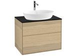 Villeroy und Boch Finion Waschtischunterschrank G75200PC 80x60,3cm, Emotion, Abdeckplatte black matt, Oak Veneer