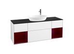 Villeroy und Boch Finion Waschtischunterschrank F982HBGF 160cm, Abdeckplatte black matt, Regale Peony matt lacquer, Glossy white lacquer