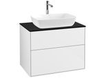 Villeroy und Boch Finion Waschtischunterschrank F75200GF 80x60,3cm, Abdeckplatte black matt, Glossy white lacquer