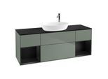 Villeroy und Boch Finion Waschtischunterschrank F982PDGM 160cm, Abdeckplatte black matt, Regale Black matt lacquer, Olive Matt Lacquer